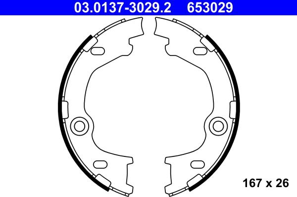 ATE 03.0137-3029.2 - Комплект тормозов, ручник, парковка autospares.lv