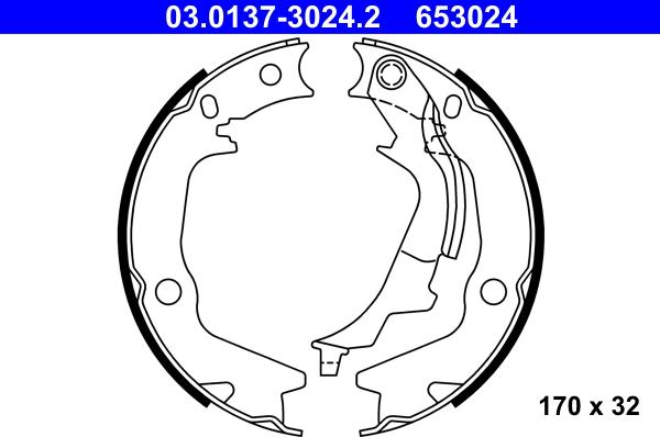 ATE 03.0137-3024.2 - Комплект тормозов, ручник, парковка autospares.lv