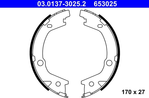 ATE 03.0137-3025.2 - Комплект тормозов, ручник, парковка autospares.lv