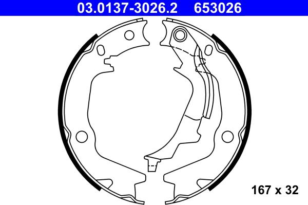 ATE 03.0137-3026.2 - Комплект тормозов, ручник, парковка autospares.lv