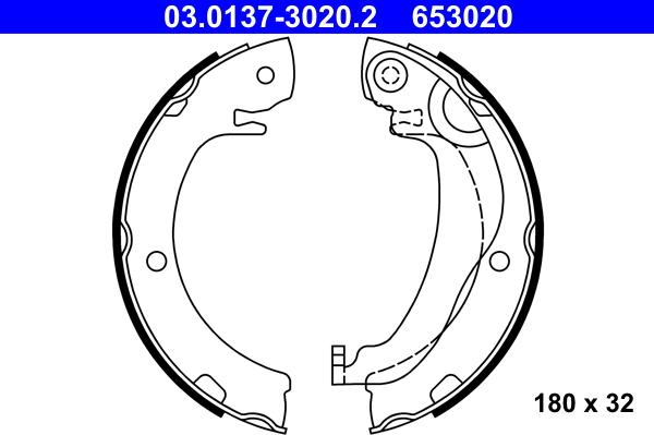 ATE 03.0137-3020.2 - Комплект тормозов, ручник, парковка autospares.lv