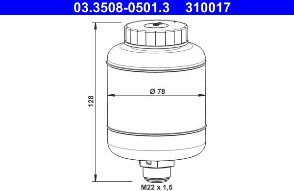 ATE 03.3508-0501.3 - Компенсационный бак, тормозная жидкость autospares.lv