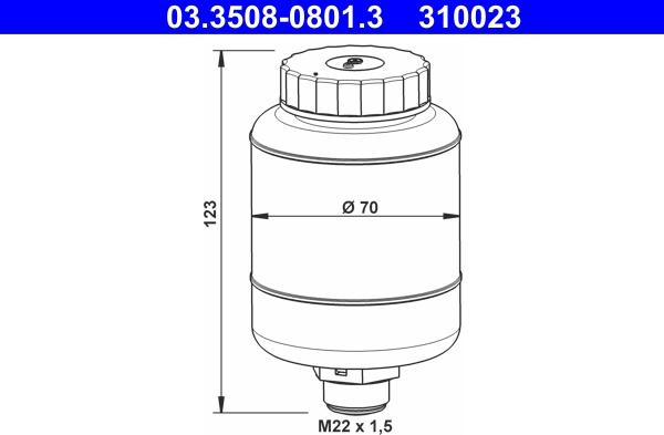 ATE 03.3508-0801.3 - Компенсационный бак, тормозная жидкость autospares.lv
