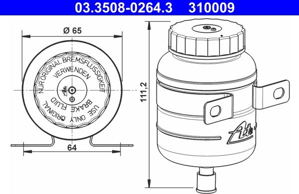 ATE 03.3508-0264.3 - Компенсационный бак, тормозная жидкость autospares.lv