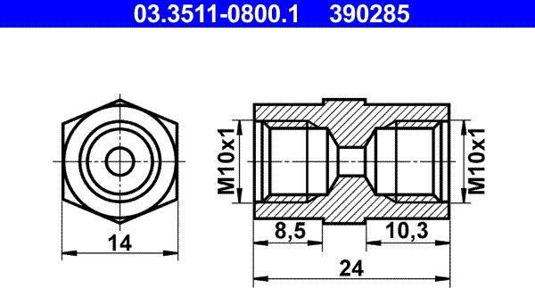 ATE 03.3511-0800.1 - Адаптер, трубопровод тормозного привода autospares.lv