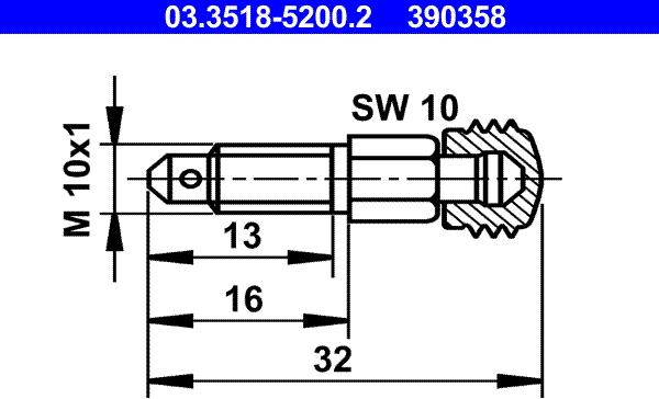 ATE 03.3518-5200.2 - Болт воздушного клапана / вентиль autospares.lv