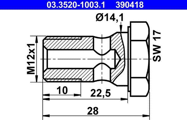 ATE 03.3520-1003.1 - Полый болт autospares.lv