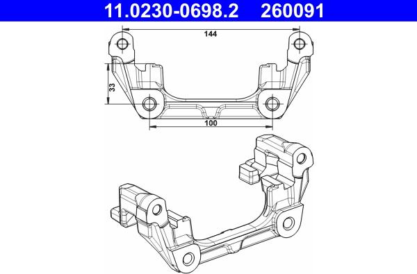 ATE 11.0230-0698.2 - Кронштейн, корпус скобы тормоза autospares.lv