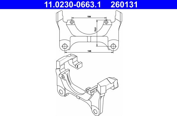 ATE 11.0230-0663.1 - Кронштейн, корпус скобы тормоза autospares.lv