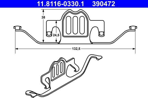 ATE 11.8116-0330.1 - Пружина, тормозной суппорт autospares.lv