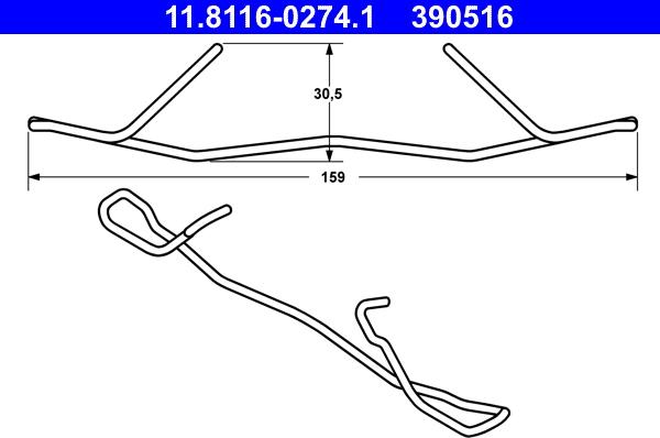 ATE 11.8116-0274.1 - Пружина, тормозной суппорт autospares.lv