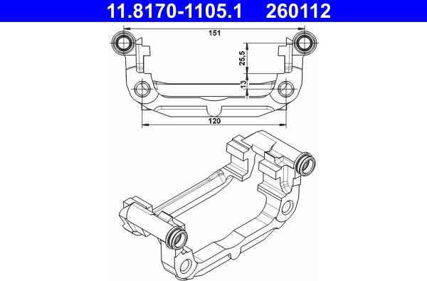 ATE 11.8170-1105.1 - Кронштейн, корпус скобы тормоза autospares.lv