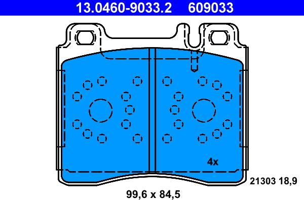 ATE 13.0460-9033.2 - Тормозные колодки, дисковые, комплект autospares.lv