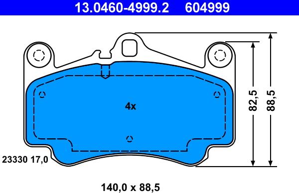 ATE 13.0460-4999.2 - Тормозные колодки, дисковые, комплект autospares.lv