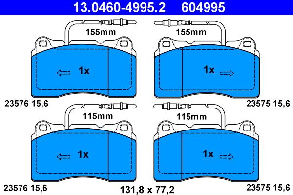 ATE 13.0460-4995.2 - Тормозные колодки, дисковые, комплект autospares.lv