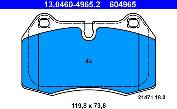 ATE 13.0460-4965.2 - Тормозные колодки, дисковые, комплект autospares.lv