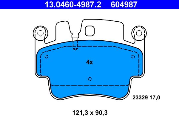 ATE 13.0460-4987.2 - Тормозные колодки, дисковые, комплект autospares.lv