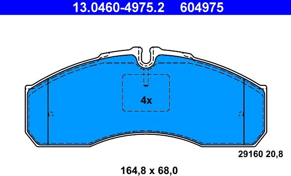 ATE 13.0460-4975.2 - Тормозные колодки, дисковые, комплект autospares.lv