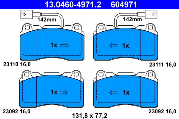 ATE 13.0460-4971.2 - Тормозные колодки, дисковые, комплект autospares.lv