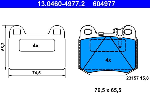 ATE 13.0460-4977.2 - Тормозные колодки, дисковые, комплект autospares.lv