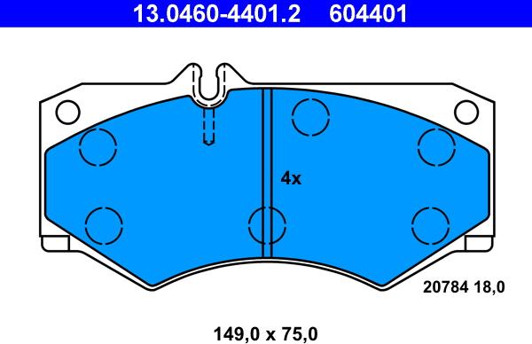 ATE 13.0460-4401.2 - Тормозные колодки, дисковые, комплект autospares.lv