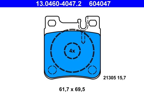 ATE 13.0460-4047.2 - Тормозные колодки, дисковые, комплект autospares.lv