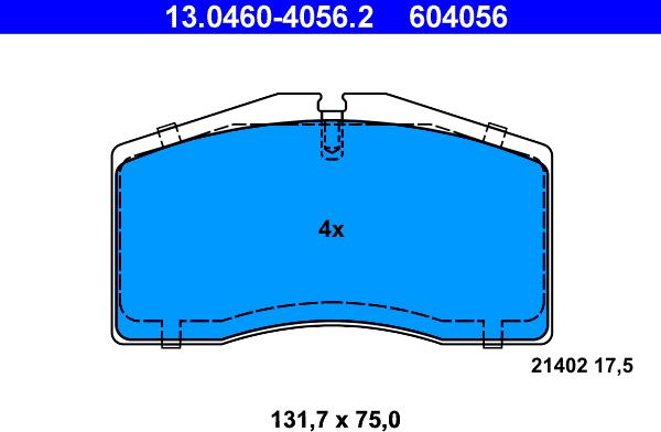 ATE 13.0460-4056.2 - Тормозные колодки, дисковые, комплект autospares.lv