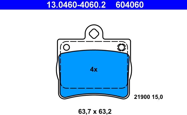 ATE 13.0460-4060.2 - Тормозные колодки, дисковые, комплект autospares.lv