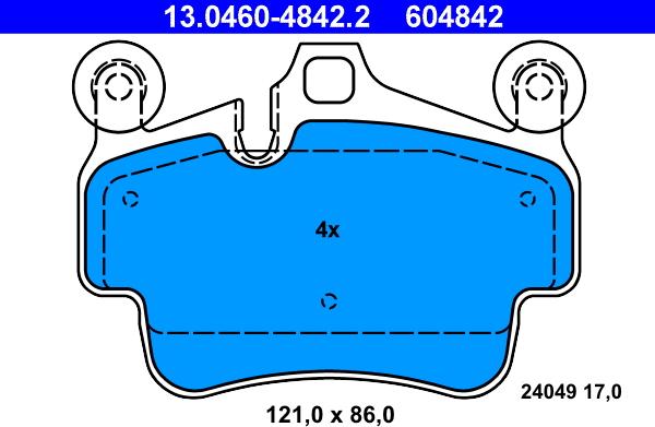 ATE 13.0460-4842.2 - Тормозные колодки, дисковые, комплект autospares.lv