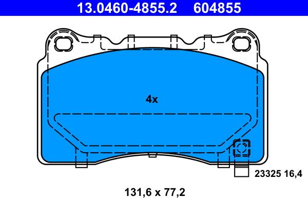 ATE 13.0460-4855.2 - Тормозные колодки, дисковые, комплект autospares.lv