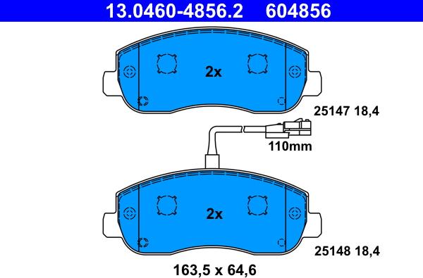 ATE 13.0460-4856.2 - Тормозные колодки, дисковые, комплект autospares.lv