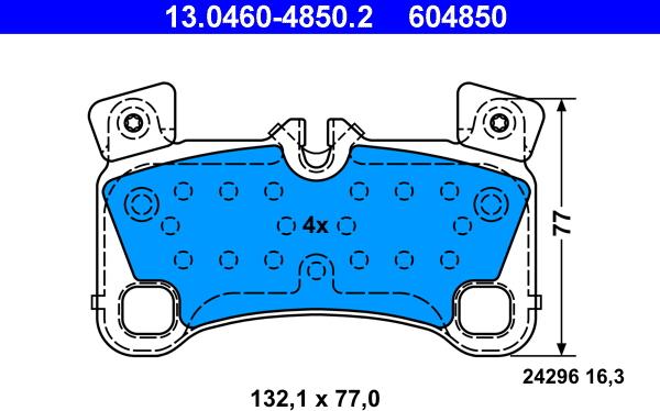 ATE 13.0460-4850.2 - Тормозные колодки, дисковые, комплект autospares.lv