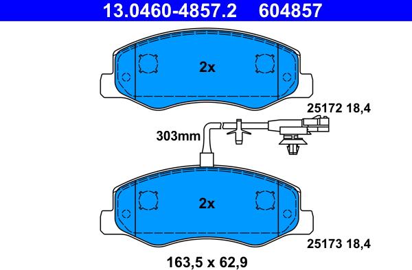 ATE 13.0460-4857.2 - Тормозные колодки, дисковые, комплект autospares.lv