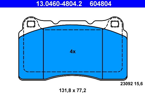 ATE 13.0460-4804.2 - Тормозные колодки, дисковые, комплект autospares.lv