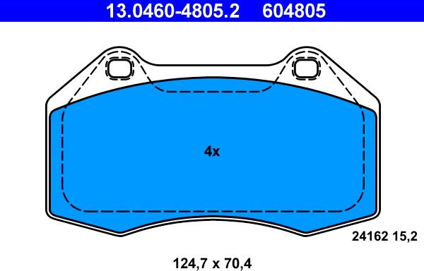 ATE 13.0460-4805.2 - Тормозные колодки, дисковые, комплект autospares.lv