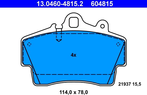 ATE 13.0460-4815.2 - Тормозные колодки, дисковые, комплект autospares.lv