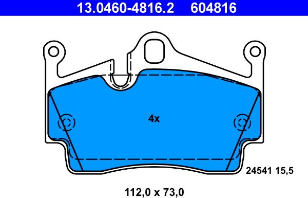 ATE 13.0460-4816.2 - Тормозные колодки, дисковые, комплект autospares.lv