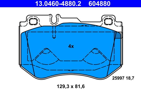 ATE 13.0460-4880.2 - Тормозные колодки, дисковые, комплект autospares.lv