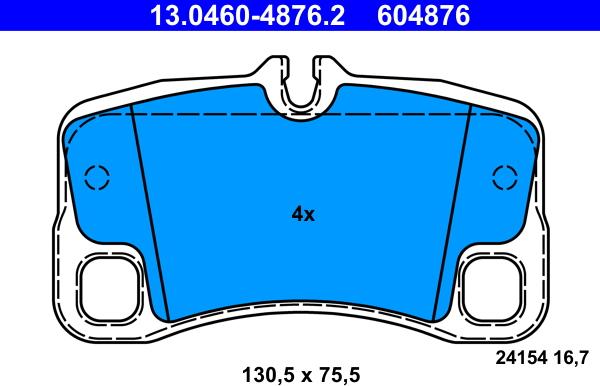 ATE 13.0460-4876.2 - Тормозные колодки, дисковые, комплект autospares.lv