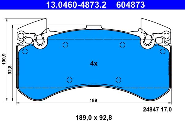 ATE 13.0460-4873.2 - Тормозные колодки, дисковые, комплект autospares.lv