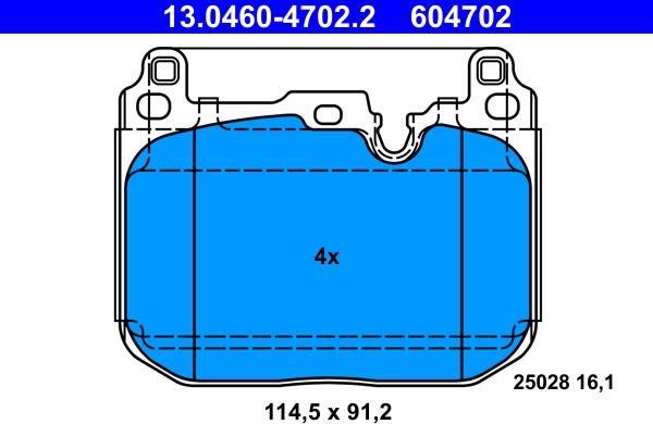 ATE 13.0460-4702.2 - Тормозные колодки, дисковые, комплект autospares.lv