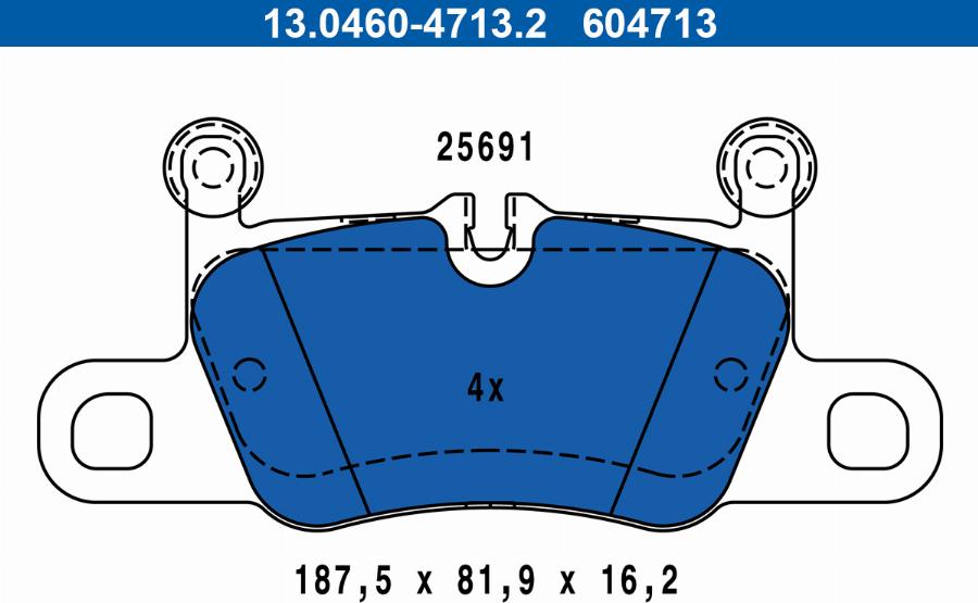 ATE 13.0460-4713.2 - Тормозные колодки, дисковые, комплект autospares.lv