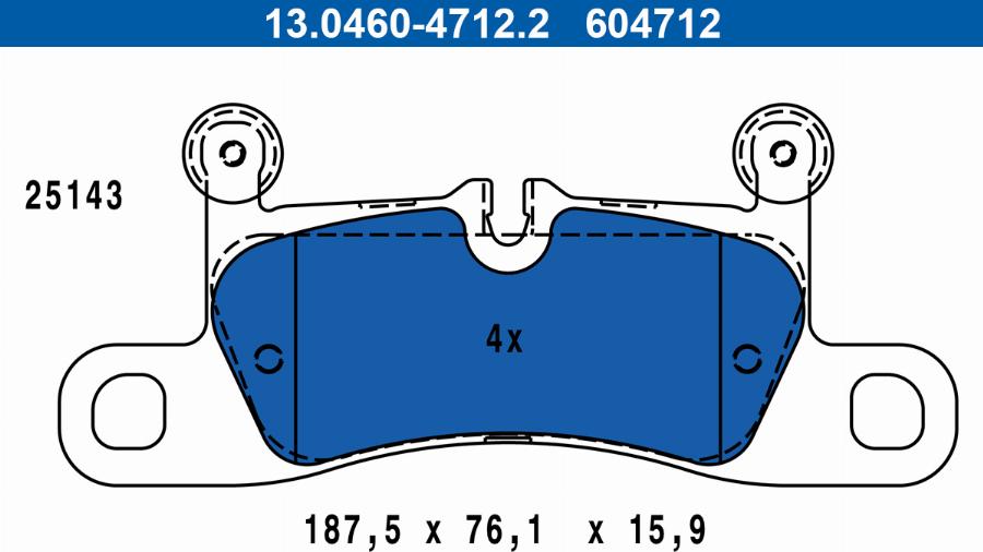 ATE 13.0460-4712.2 - Тормозные колодки, дисковые, комплект autospares.lv