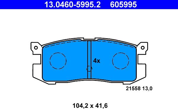 ATE 13.0460-5995.2 - Тормозные колодки, дисковые, комплект autospares.lv