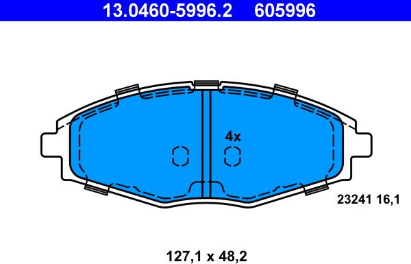 ATE 13.0460-5996.2 - Тормозные колодки, дисковые, комплект autospares.lv