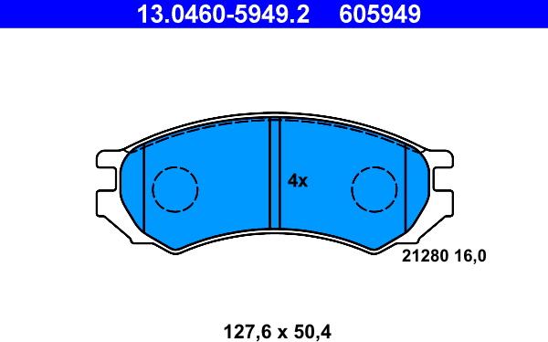 ATE 13.0460-5949.2 - Тормозные колодки, дисковые, комплект autospares.lv