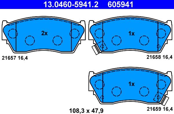 ATE 13.0460-5941.2 - Тормозные колодки, дисковые, комплект autospares.lv