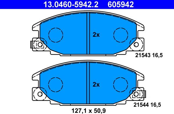 ATE 13.0460-5942.2 - Тормозные колодки, дисковые, комплект autospares.lv