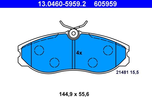 ATE 13.0460-5959.2 - Тормозные колодки, дисковые, комплект autospares.lv