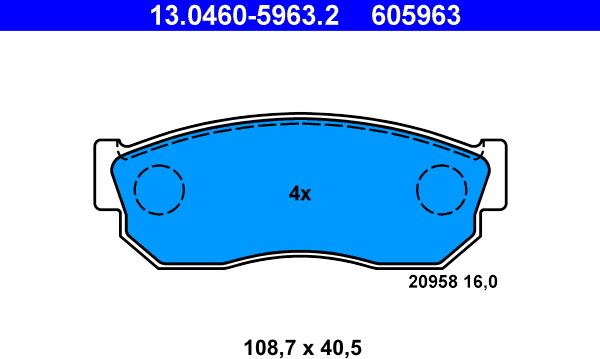 ATE 13.0460-5963.2 - Тормозные колодки, дисковые, комплект autospares.lv